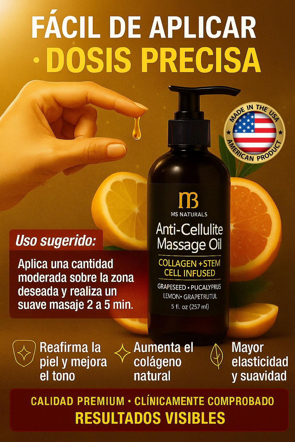 Aceite Anticelulitis con Colágeno + Células Madre